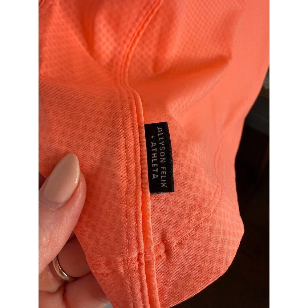 Athleta Allyson Felix Legend Fitted Tee Coral Running Shirt UPF 50+ Womens S/XS